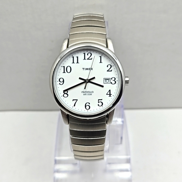 Timex Men's Watch T2H451 Quartz White Date Dial Expansion Band 35mm New Battery - Picture 1 of 11